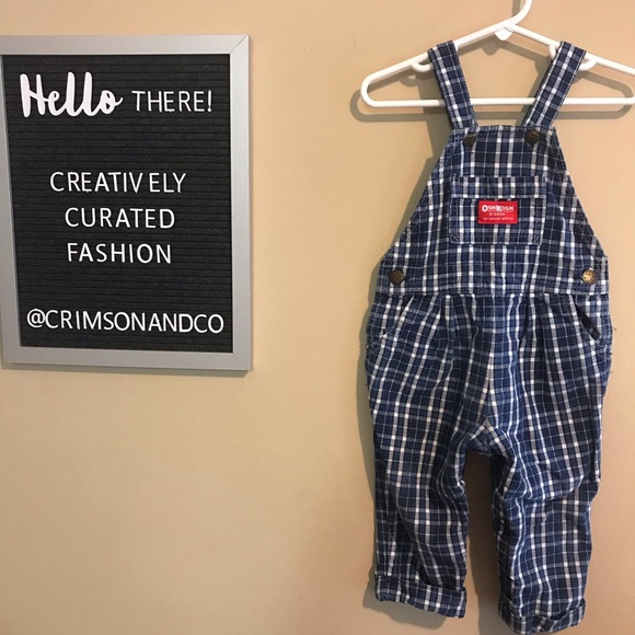 blue plaid overalls